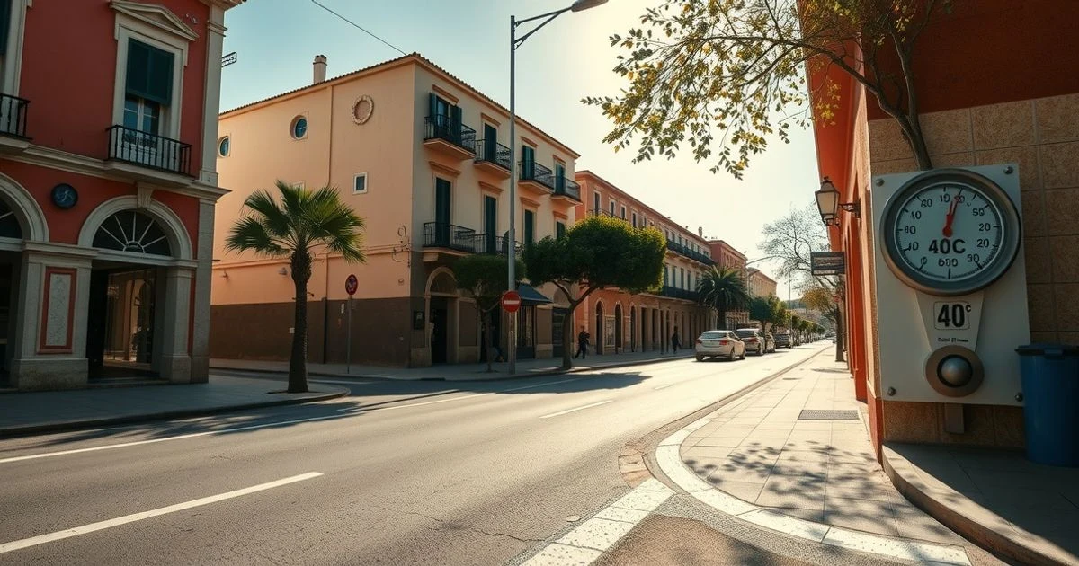 Termómetro marcando 40 grados en una calle de Manacor bajo el sol abrasador