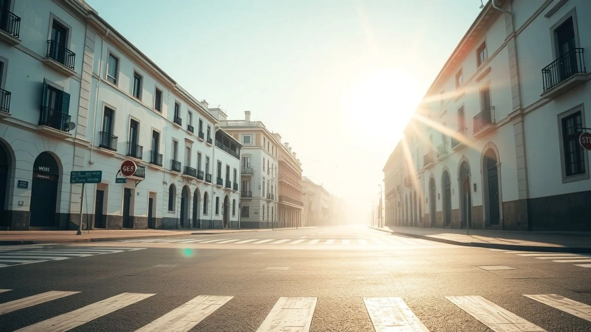 Calle de Manacor con termómetro marcando 36 grados bajo el sol del mediodía