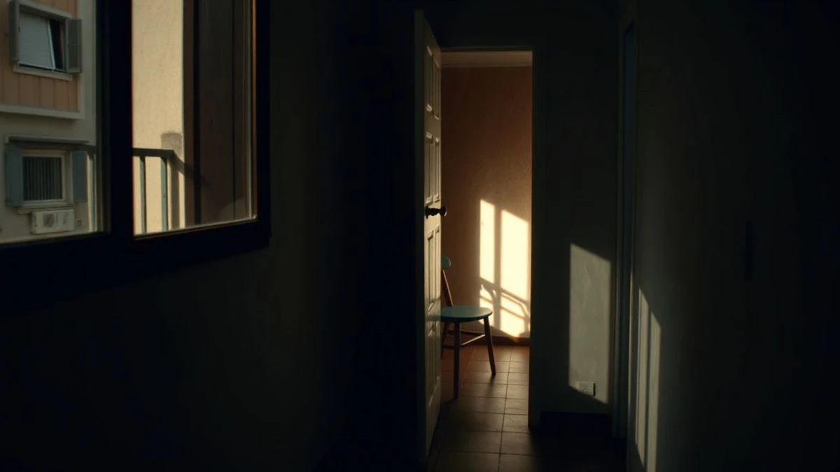 Imagen ilustrativa: pasillo interior de una vivienda con una puerta entreabierta y luz lateral de ventana